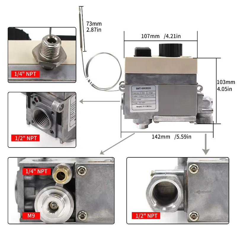 (Customizable) GY710 Gas Valve Temperature Range 100-340℃ For Gas Stove Gas Boiler Gas Oven